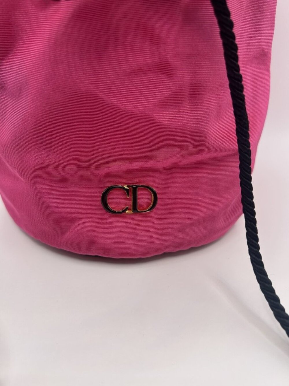 Christian Dior Pink Drawstring Makeup Bag Satin CD Logo Cosmetic Pouch Vintage - Picture 6 of 16